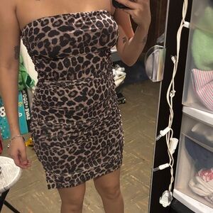Leopard Print Strapless Dress